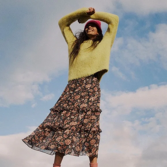 Madewell Ruffle Tiered Midi Skirt - Picture 2 of 11